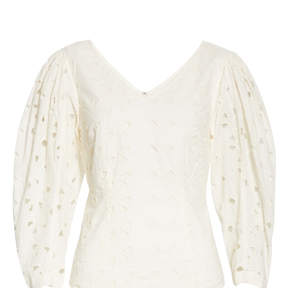LA VIE REBECCA TAYLOR EMBROIDERED TOP IVORY SZ S - Picture 6 of 8